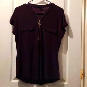 Purple Top with Gold Zipper Detailing
